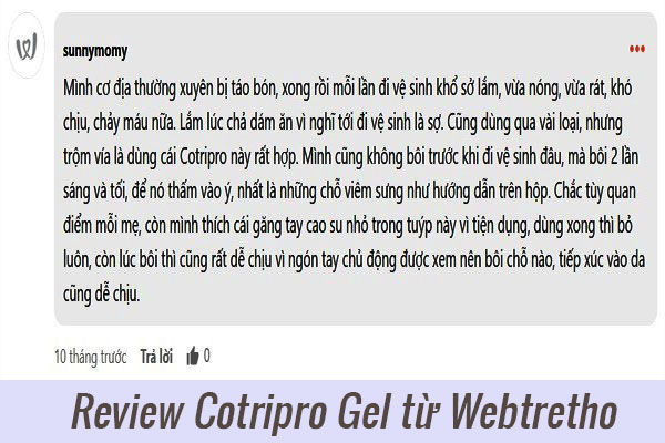 Review Cotripro Gel từ người dùng Webtretho